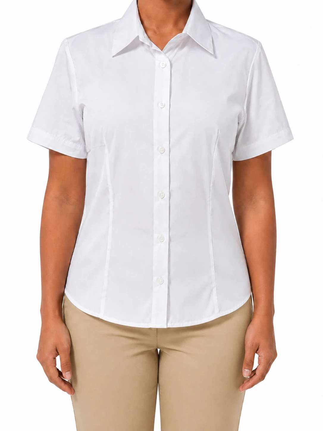 Blusa Oxford Manga Corta Damas, dama · manga corta, color Blanco
