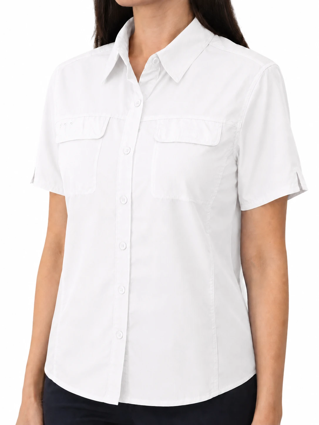 Camisa Tipo Columbia Manga Corta Dama, dama · manga corta, color Blanco