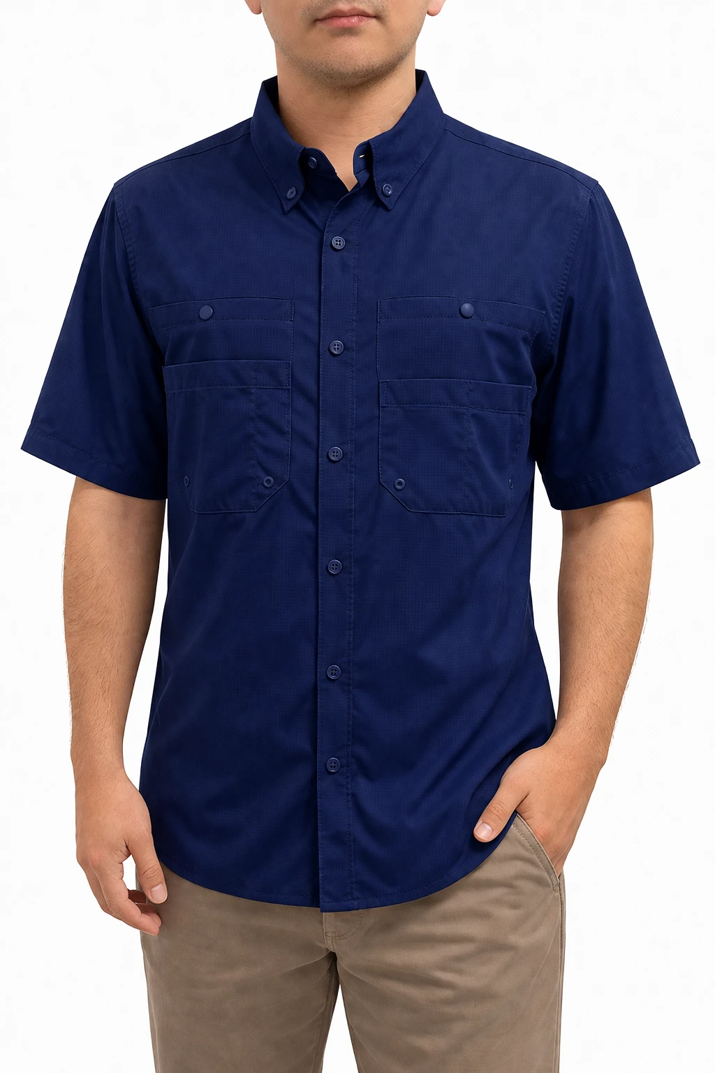 Camisa Tipo Columbia Manga Corta Hombre, hombre · manga corta, color Azul Marino