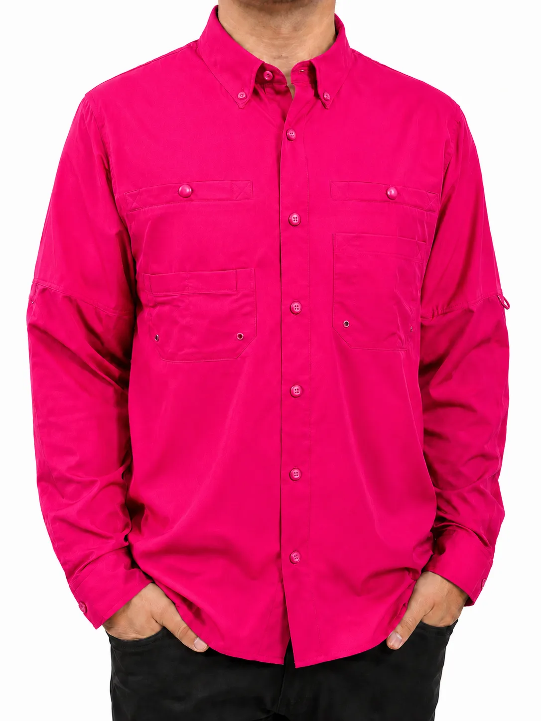 Camisa Tipo Columbia Manga Larga Hombre, hombre · manga larga, color Rojo