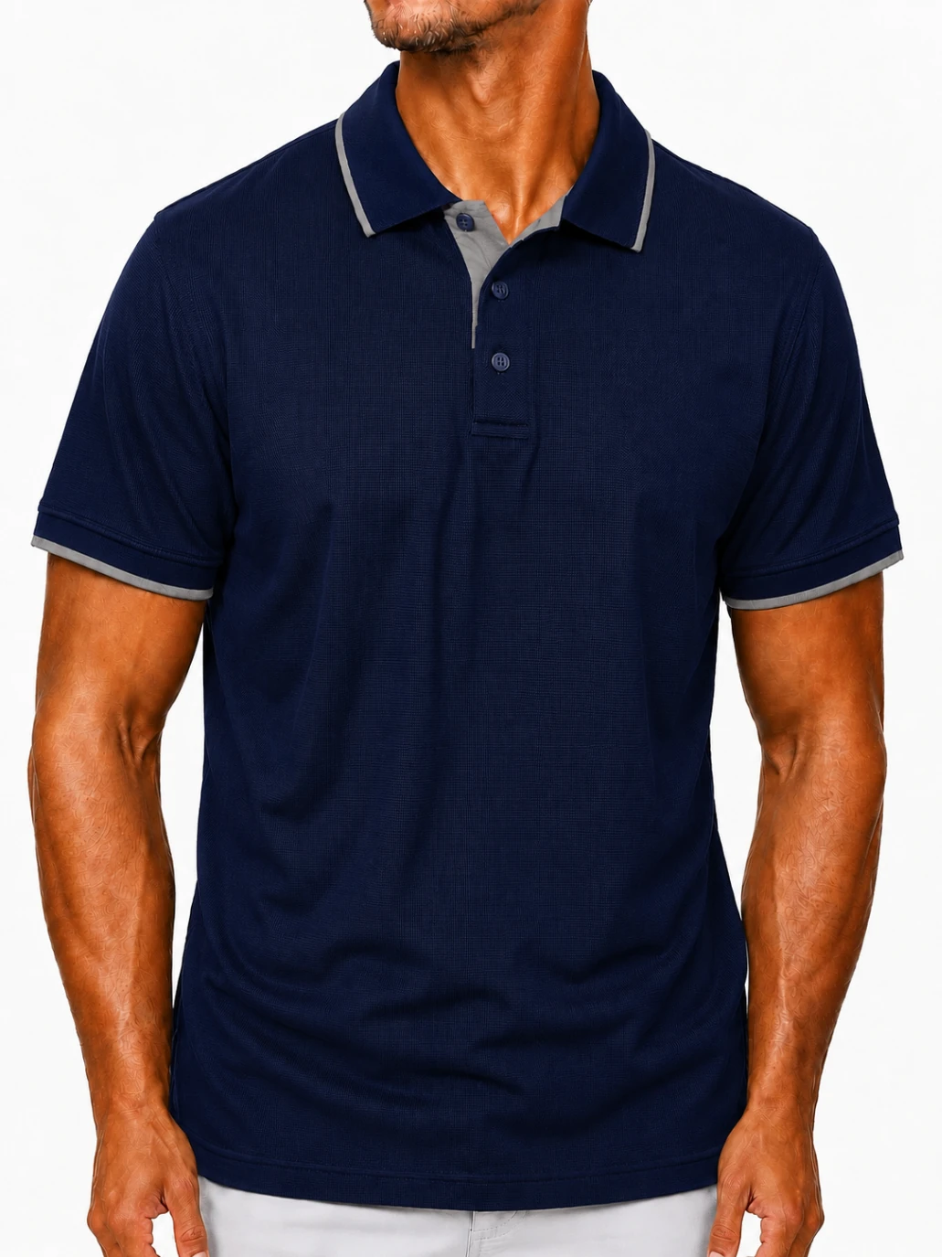 Polo Waffle Combinado, modelo, color Azul Marino